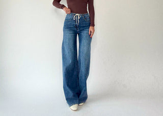 Madison Mid Rise Wide Leg Jeans - Vintage Blue