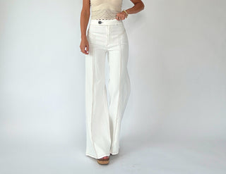 Keep It In Line Wide Leg Jeans - Cream