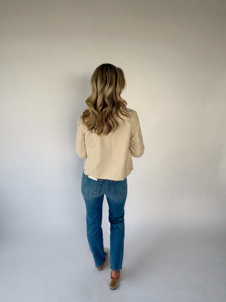Flattering Features Quilted Cropped Jacket - Natural