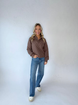 SANCTUARY Quilted Button Popover - Morel