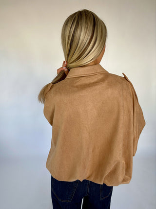 Easily Persuaded Bubble Hem Jacket - Camel