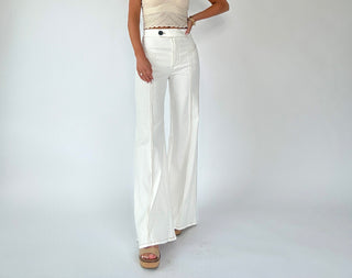 Keep It In Line Wide Leg Jeans - Cream