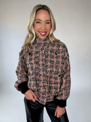 Twist of Fate Tweed Bomber Jacket