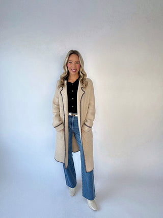 The Fiona Whipstitch Cardigan - Oatmeal