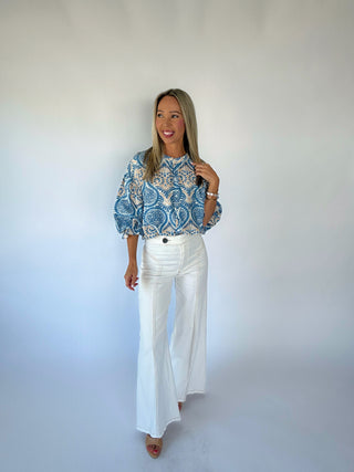 Collecting Compliments Top - Blue Multi