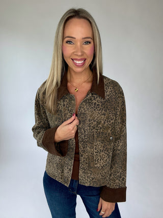 Walk On The Wild Side Corduroy Collar Jacket - Brown Multi