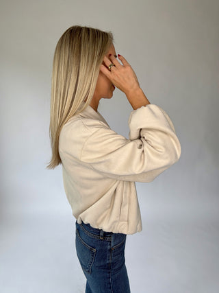 Meet Me In Autumn Suede Bubble Hem Jacket - Bone