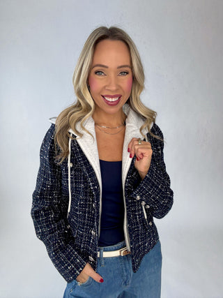 The Metro Mix Hooded Blazer - Navy