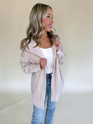 Get Cozy Mineral Washed Fleece Hooded Cardigan