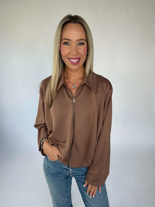 A Rich Addition Bubble Hem Jacket - Mocha