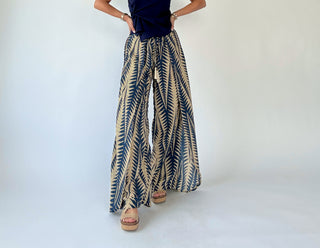 Golden Palms Faux Wrap Pant - Navy/Gold