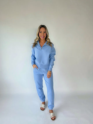 Running Errands Half Zip Top - Perri Blue