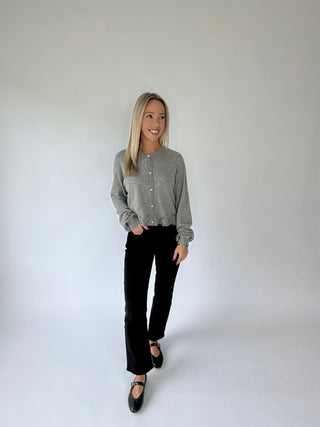 Flirty Frills Cardigan - Grey