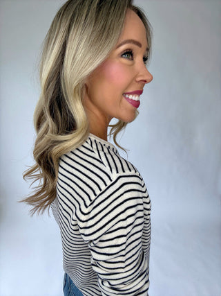 Always A Favorite Striped Cardigan - Black