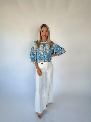 Collecting Compliments Top - Blue Multi