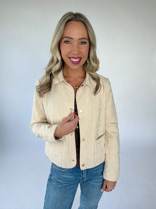 Flattering Features Quilted Cropped Jacket - Natural