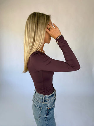 Second Skin Square Neckline Top - Deep Plum