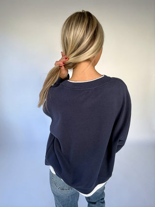 Classic Choice Layered Pullover - Navy Blue