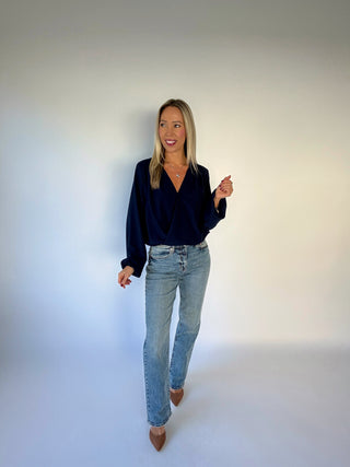 Polished Perspective Top - Navy