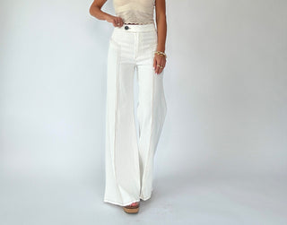 Keep It In Line Wide Leg Jeans - Cream
