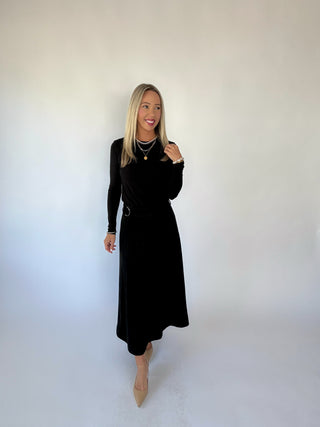 The Belted Statement Suede Skirt - Black
