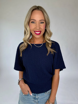 The Right Balance Knit Top - Navy