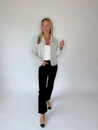 Above All Else Zip Up Sweater - Heather Grey