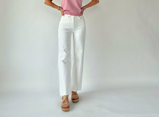 Pleaser High Rise Wide Ankle Jean - White