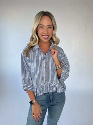 The Mia Striped Top - Blue