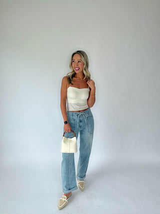 Villa Drawstring Barrel Leg Jeans