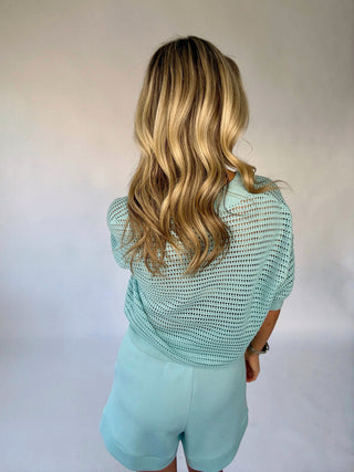 VARLEY Callie Knit Top - Porcelain Blue