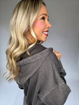 Cool Nights Zip Up Hoodie - Washed Black