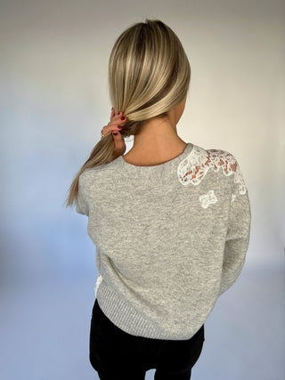 Effortless Elegance Cardigan - Grey/White