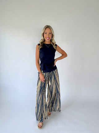 Refined Touch Sleeveless Top - Navy