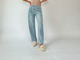 Villa Drawstring Barrel Leg Jeans