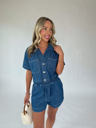 Catch The Vibe Denim Top - Dark Wash