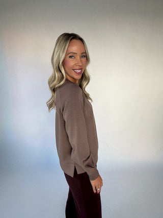 VARLEY Zosia Crew Neck Midlayer - Coffee Quartz