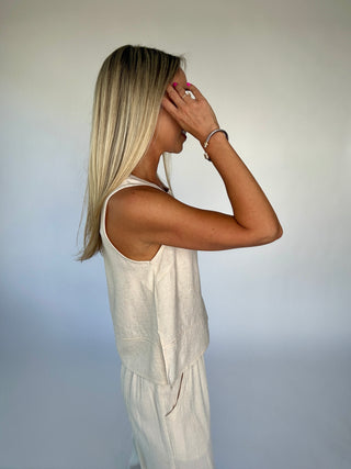 As Simple As That Linen Blend Tank - Natural