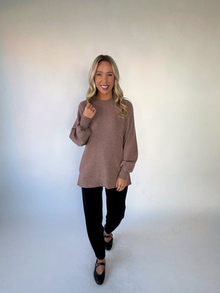 VARLEY Nicole Boyfriend Sweat - Deep Taupe Marl Fleck