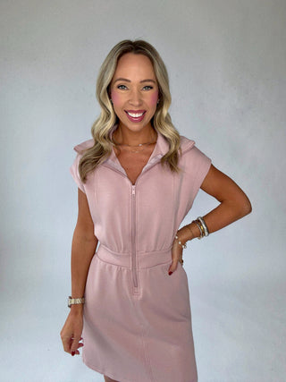 Casual Staple Zip Dress - Dusty Blush