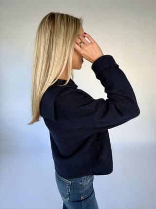 Simple & Sweet Sailor Collar Cardigan - Midnight