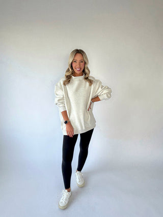 Cozy Hour Mock Neck Sweatshirt - Ash Grey