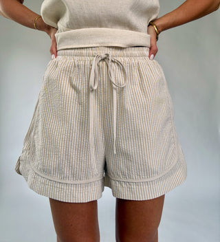 Met Your Match Striped Shorts - Natural Stripe