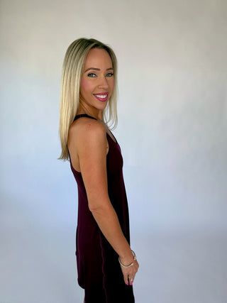 On The Move Active Mini Dress - Wine