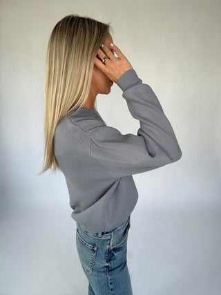 There When You Need Me Sweater - Dusty Blue