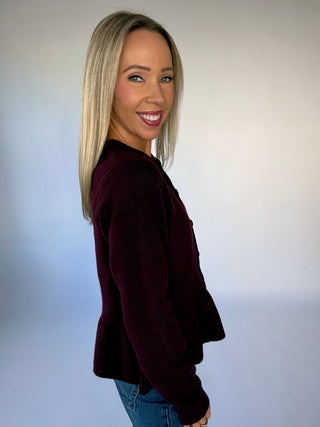 Wine & Dine Cardigan - Burgundy
