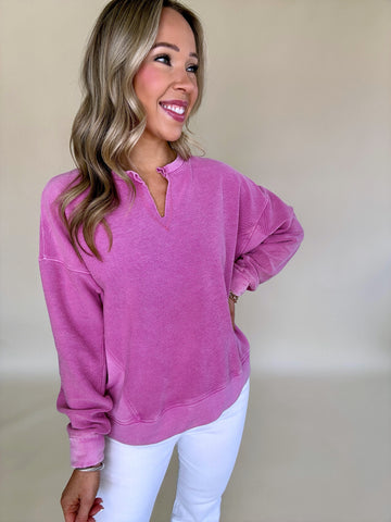 Day By Day V Neck Knit Top - Orchid