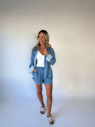 Softly Structured Tencel Top - Chambray Blue