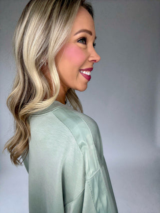 Satin Serenity Crewneck Sweatshirt - Sage
