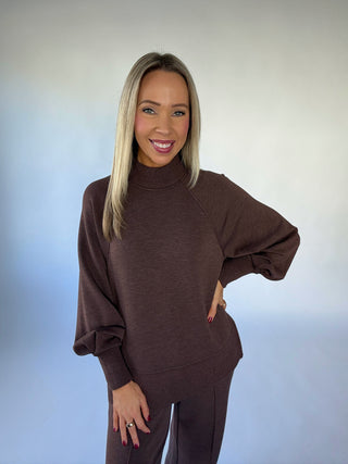 VARLEY Loxley Raglan Boyfriend Sweat - Coffee Bean Marl